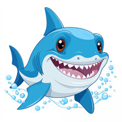 Cartoon Shark Ocean Fish With Big Sharp Teeth