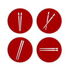 round red chopsticks icons set asian dining vector drumsticks design png stickers