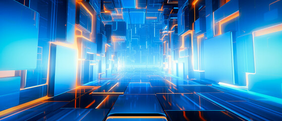 3D perspective space science fiction technology background material