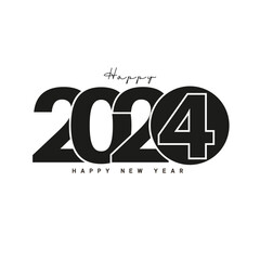 2024,Happy New year With colorful truncated number poster illustration