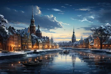Photo sur Plexiglas Moscou view of the old town country with snow