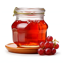 It's a grape jam made from very tasty grapes. It's homemade, so it's even fresher. It looks so appetizing in the transparent jar. Generative AI