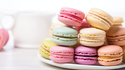 Obraz premium Colorful macaron assortment AI generative 