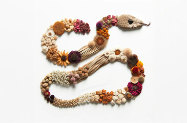 ドライフラワーで作った巳年の蛇