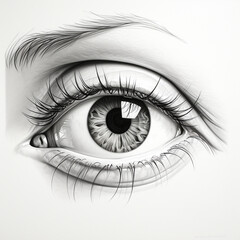 Fototapeta premium drawing by hand gray color pencil eye female minimalism classic created with Generative Ai