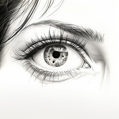 Fototapeta premium drawing by hand gray color pencil eye female minimalism classic created with Generative Ai