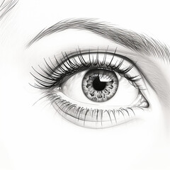 Obraz premium drawing by hand gray color pencil eye female minimalism classic created with Generative Ai