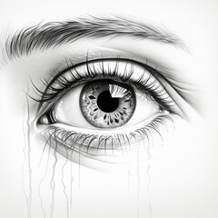 Obraz premium drawing by hand gray color pencil eye female minimalism classic created with Generative Ai