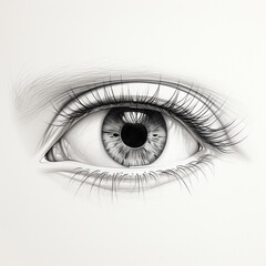 Fototapeta premium drawing by hand gray color pencil eye female minimalism classic created with Generative Ai