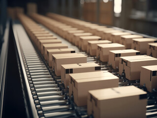 Obraz premium Product conveyor belt in operation