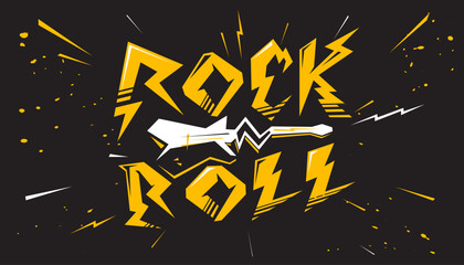 Rock  and roll music background design template for music festival or concert banner. - 680145373