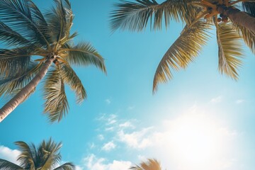 Fototapeta na wymiar Palm trees and sky background