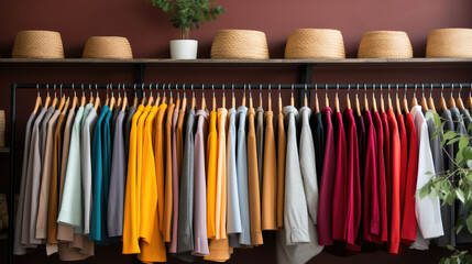 Shelves full of women's clothes at home