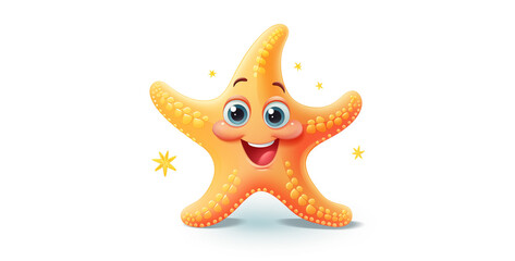 Obraz na płótnie Canvas cartoon starfish with white background, starfish isolated. Generative Ai content