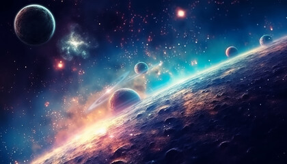 Obraz premium Systems of distant planets in space.
