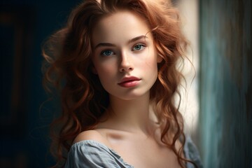 Fototapeta premium Portrait of a beautiful redhead girl