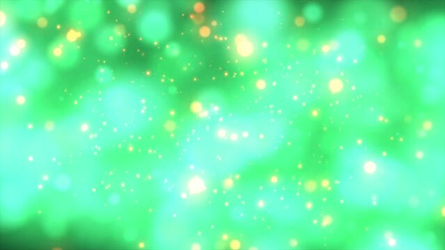 Abstract Green Particles Background  .Light Green vector texture with colored snowflakes.