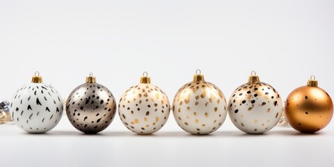 Christmas balls banner, white background, AI generated