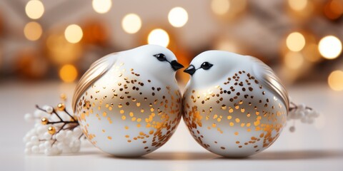 Christmas decoration birds, AI generated