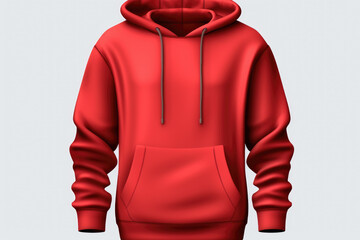 Set of red front and back view tee hoodie hoody sweatshirt on transparent background cutout, PNG file. Mockup template for artwork graphic design. - obrazy, fototapety, plakaty