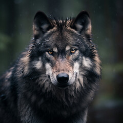 A dominant alpha wolf, showcasing its powerful rule and unstoppable dignity created with Generative Ai