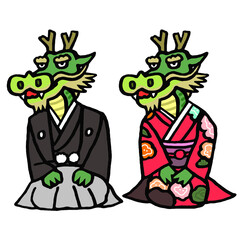 竜　辰年　イラスト　年賀状