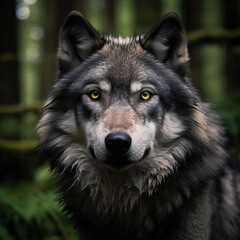 A dominant alpha wolf, showcasing its powerful rule and unstoppable dignity created with Generative Ai