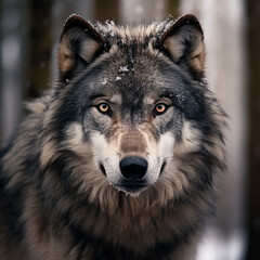 Obraz premium A dominant alpha wolf, showcasing its powerful rule and unstoppable dignity created with Generative Ai