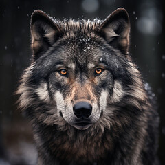 Obraz premium A dominant alpha wolf, showcasing its powerful rule and unstoppable dignity created with Generative Ai