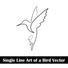 Single Line Art of a Bird Vector Creative Concept: Effortless Flight in One Continuous Stroke 