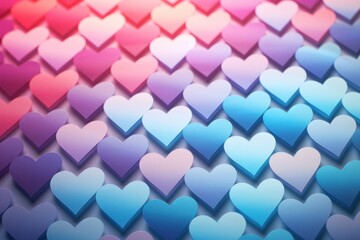 Pink and blue hearts with a soft glow, emanating tender love and care.