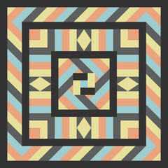 Silk scarf design with colored geometric pattern. #14