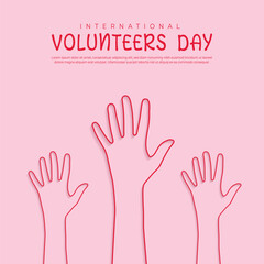 vector line style international volunteers day hand together banner design vector