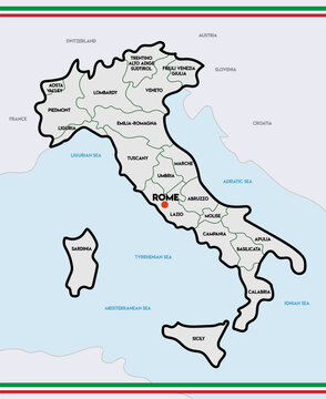 Administrative color  map of Italy. vector illustration
