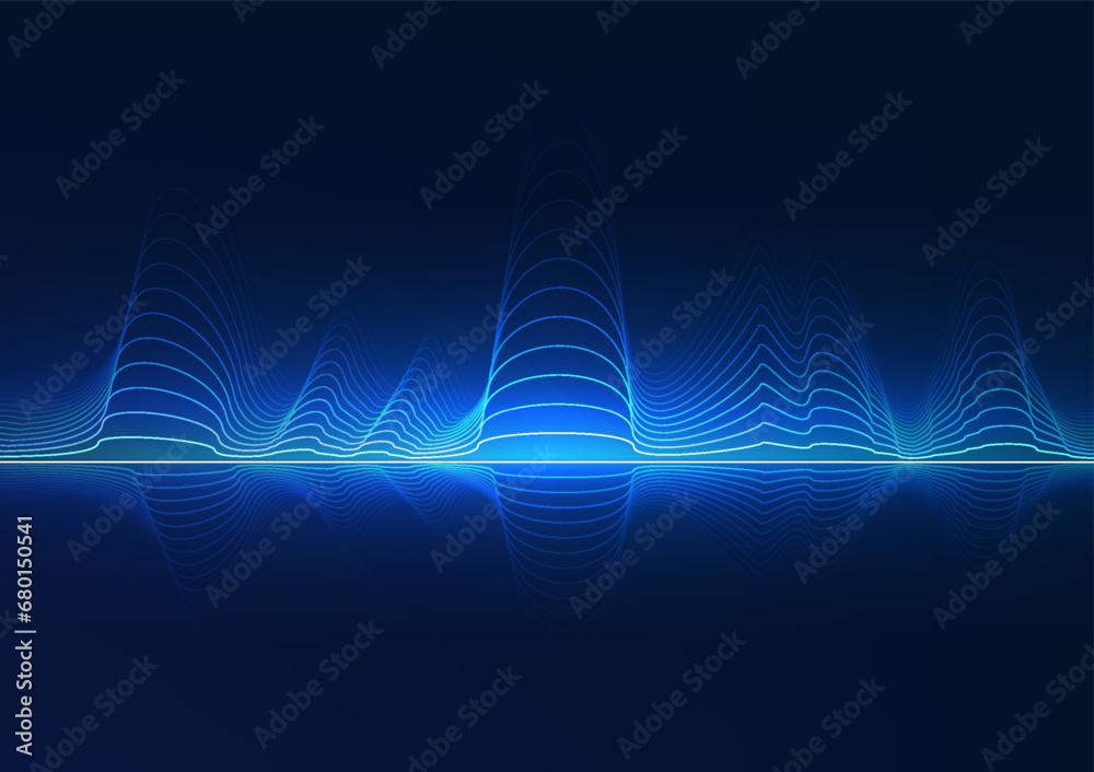 Poster big data technology layered wave lines it represents the rapid flow of large data.
