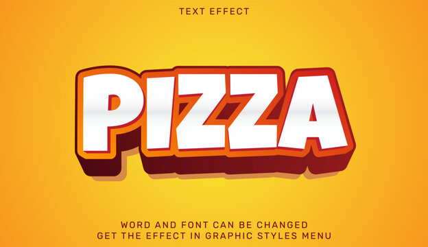 Pizza text effect template in 3d design