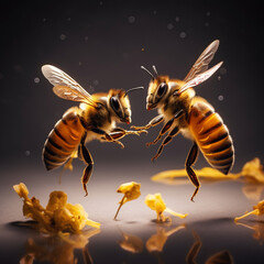 Dancing honeybees image, lab, modern, versatile, unique, eye - catching and creative, 4k, business model, innovation, creation, entrepreneurship created with Generative Ai