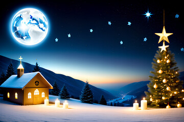 Silent night, holy night, as the world pauses to appreciate the peace of the moment. Generative AI.
