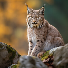 Obraz premium Balkan lynx, professional shot, wallpapers, 8k, film photography created with Generative Ai