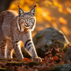 Obraz premium Balkan lynx, professional shot, wallpapers, 8k, film photography created with Generative Ai