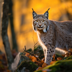 Fototapeta premium Balkan lynx, professional shot, wallpapers, 8k, film photography created with Generative Ai