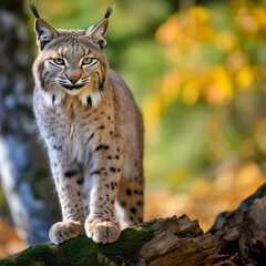 Fototapeta premium Balkan lynx, professional shot, wallpapers, 8k, film photography created with Generative Ai