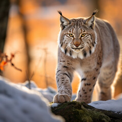 Obraz premium Balkan lynx, professional shot, wallpapers, 8k, film photography created with Generative Ai