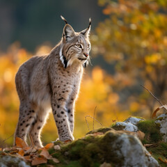 Obraz premium Balkan lynx, professional shot, wallpapers, 8k, film photography created with Generative Ai