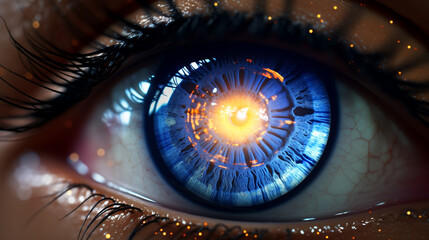 virtual vision concept. Displaying the program on the retina. Futuristic technologies.  - 680152716