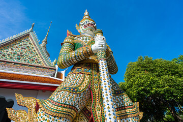 Gates to Ordination Hall with statues of Giants, demon guardians at Wat Arun