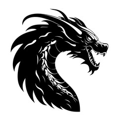 Dragon head silhouette. Dragon logo design