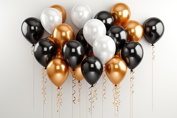 golden ivory and brown balloons on a white background
