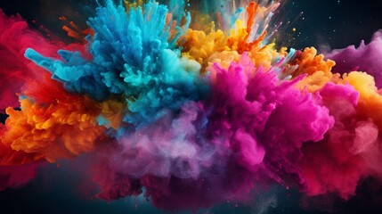 Fototapeta na wymiar explosion of colored powder I wish you a joyful Holi festival of colors.