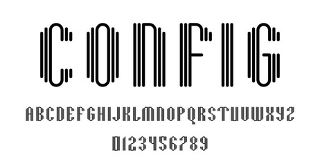 Set of alphabets font letters and numbers modern abstract design with lines vector illustration